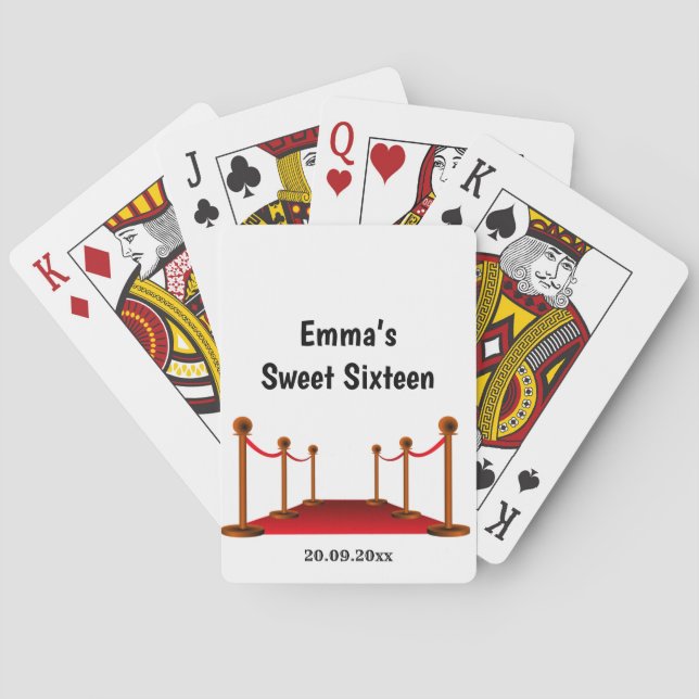 Födelsedagsfest Black White Red Carpet Namn Casinokort (Baksidan)
