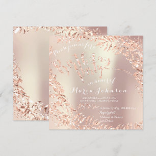 Födelsedagsfest Blad Utandning Glitter Rosa ros Gu Inbjudningar