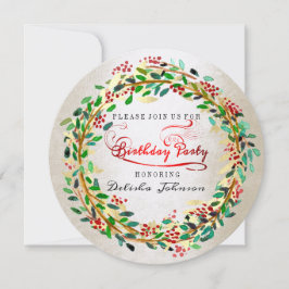 Födelsedagsfest Blommigt Elegant Ivory Red Grönt G Inbjudningar