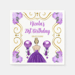 Födelsedagsfest Blonde Princess i Lila Pappersservett