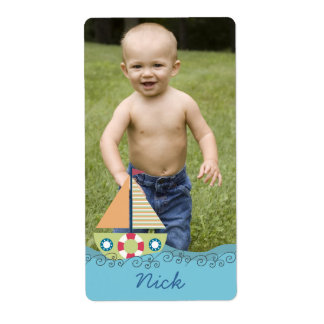 Födelsedagsfest Boat Yacht Photo Stickers etikette Fraktsedel