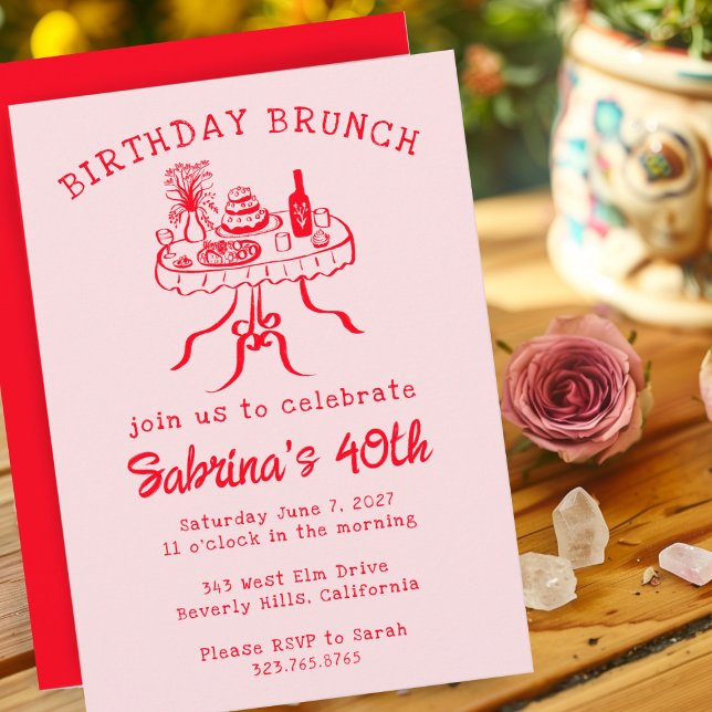 Födelsedagsfest Buffet Bord Hand plockade Anpassni Inbjudningar (Birthday Party Buffet Table Hand Drawn Custom Invitation
)