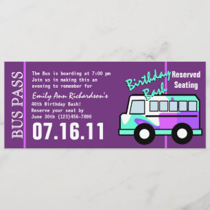 Födelsedagsfest Buss Pass Inbjudningar