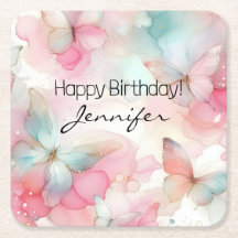 Födelsedagsfest Butterfly Papper Underlägg