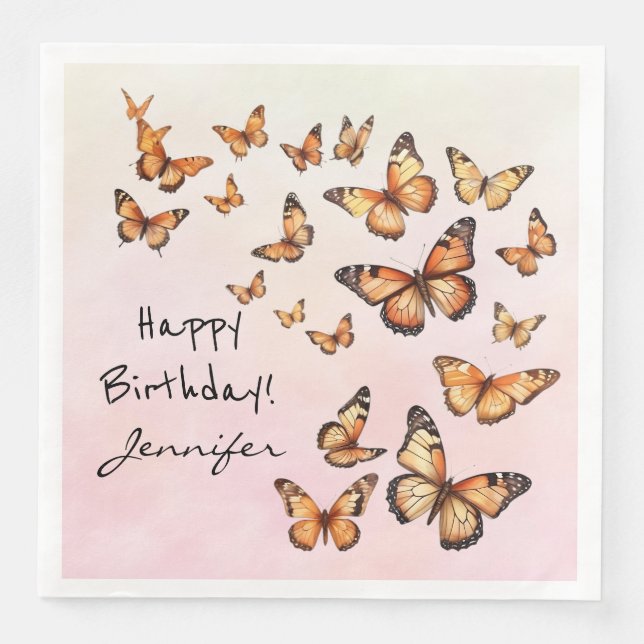 Födelsedagsfest Butterfly Pappersservett (Framsida)