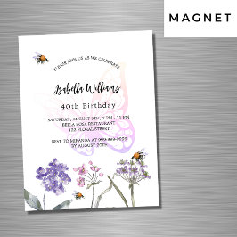 Födelsedagsfest Butterfly violet (lyx) Magnetisk Inbjudningskort