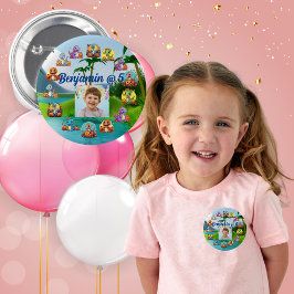 Födelsedagsfest Button Spooky Baby Dino Theme Knapp