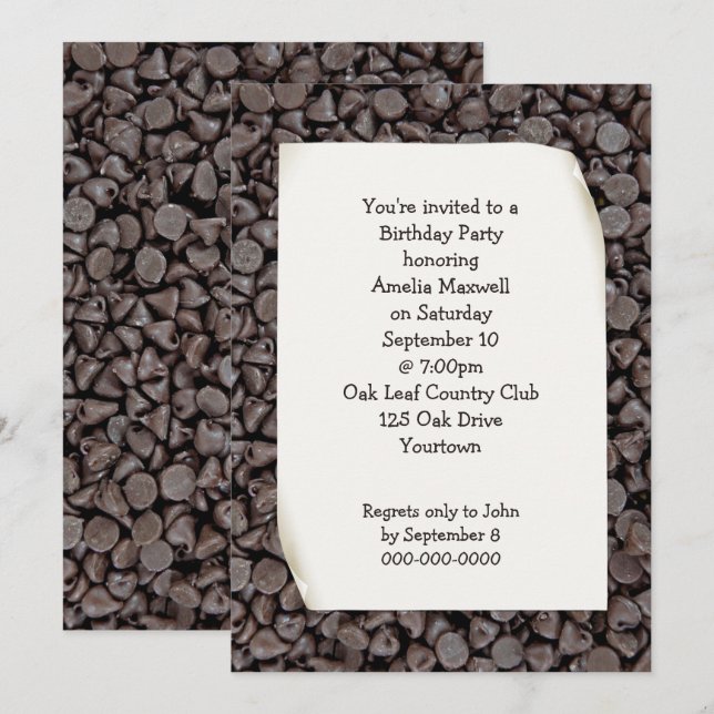 Födelsedagsfest Chocolate Chip Inbjudningar (Fram/baksida)