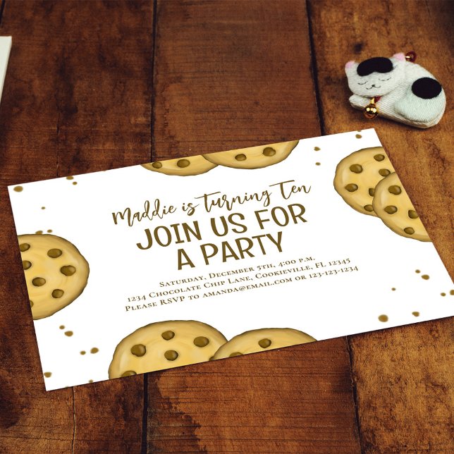 Födelsedagsfest Cute Cookie Inbjudningar (Chocolate chip cookies birthday invitations)