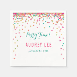 Födelsedagsfest-dekoder för flickkonetti sprinkles pappersservett