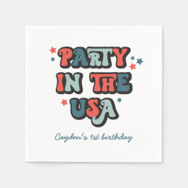 Födelsedagsfest den 4:e juli i USA-inbjudan Pappersservett
