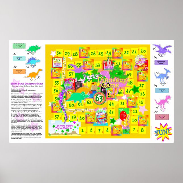Födelsedagsfest Dinosaurs-spel Poster (Framsidan)