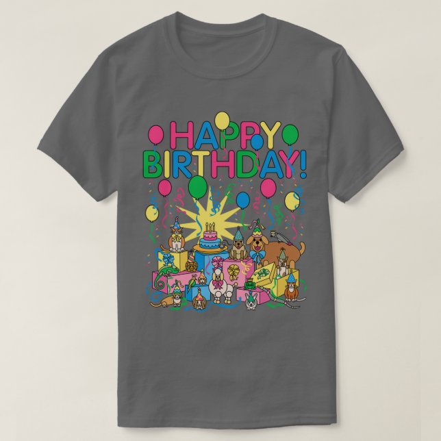 Födelsedagsfest Djur T Shirt (Design framsida)