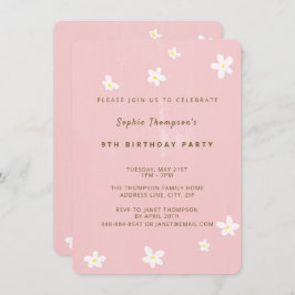 Födelsedagsfest Dusty Ro Cute Daisys Simple Girl Inbjudningar