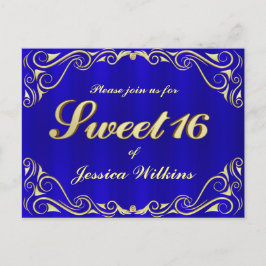 Födelsedagsfest Elegant Regnbåge Guld Sweet 16 Meddelande Vykort