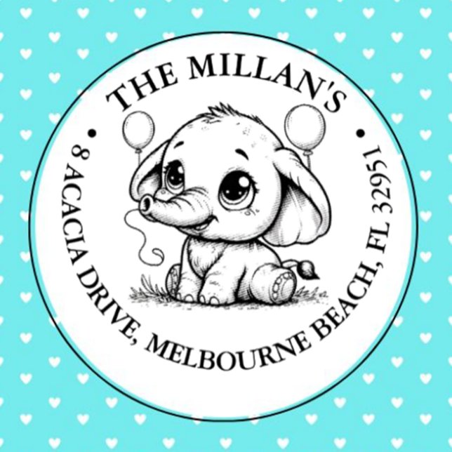 Födelsedagsfest Elephant-tema Självfärgande Stämpel (Make every moment special with our adorable baby elephant self-inking stamp)