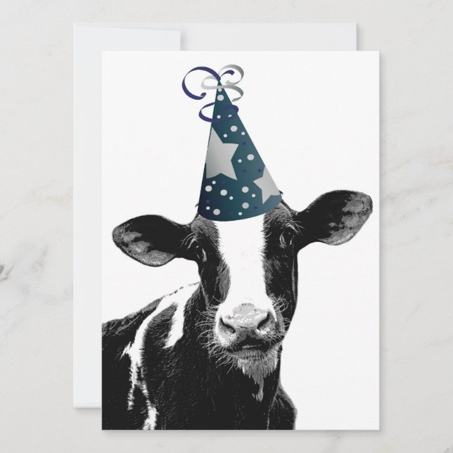 Födelsedagsfest- eller baby showerpartyko! inbjudningar (Framsida)
