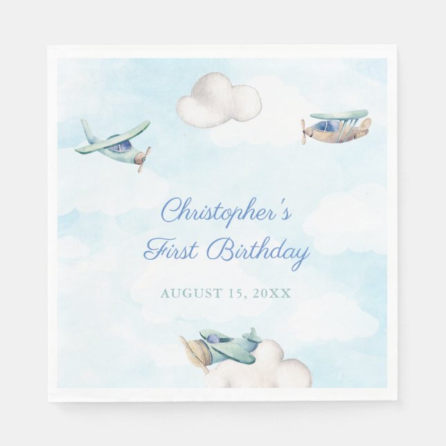 Födelsedagsfest eller dusch för flygplansresor pappersservett (Framsidan)