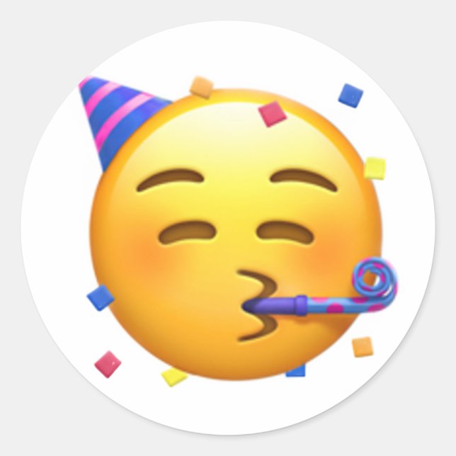 Födelsedagsfest Emoji Runt Klistermärke (Framsida)