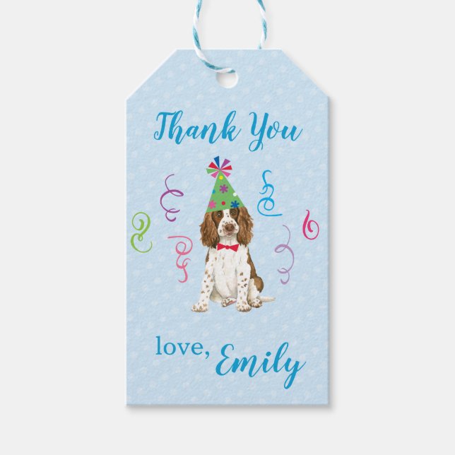 Födelsedagsfest English Springer Spain Tack Presentetikett (Framsidan)