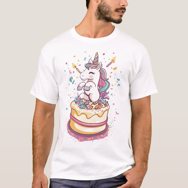 Födelsedagsfest Enhörning (1) T Shirt (Framsida)