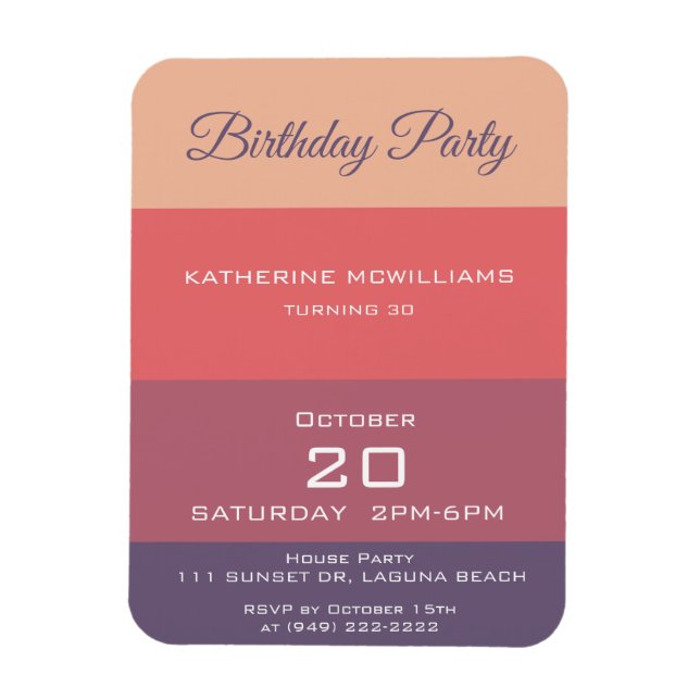 Födelsedagsfest-Fall Färgad Rand- Magnet (Vertikal)