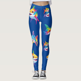 Födelsedagsfest Familjejungar i regnbågshaj Leggings
