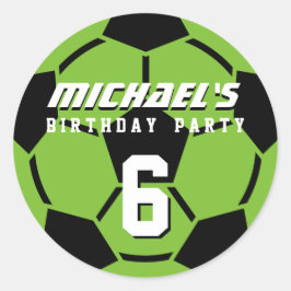 Födelsedagsfest-fästen för grönt fotbolls- runt klistermärke