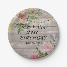 Födelsedagsfest Flowers Rustic Wood String Ljus