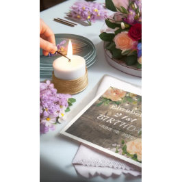 Födelsedagsfest Flowers Rustic Wood String Ljus Pappersservett