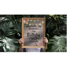 Födelsedagsfest Flowers Wood String Ljus Välkommen