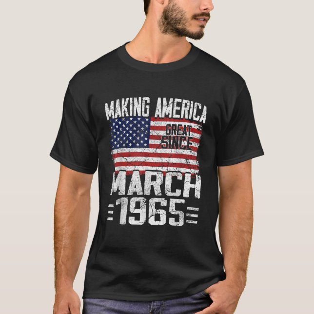 Födelsedagsfest född i mars 1965 Amerikanska Fla T Shirt (Framsida)