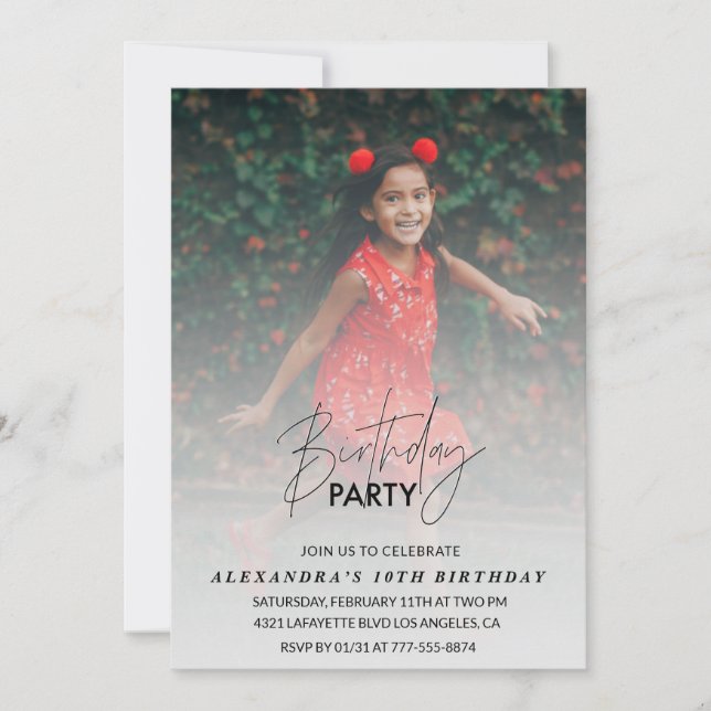 födelsedagsfest för 10-årsinbjudan Foto Grått Inbjudningar (Framsida)