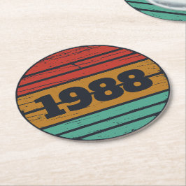 födelsedagsfest för 35e av personlig vintage underlägg papper rund