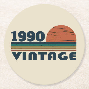 födelsedagsfest för 35e av personlig vintage underlägg papper rund