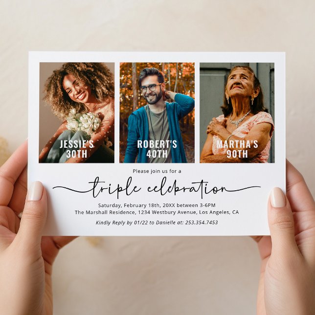 Födelsedagsfest för 3 Foto Inbjudningar (Skapare uppladdad)