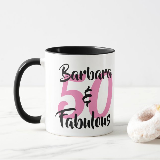 födelsedagsfest för 50 och Fabulous Personlig Mugg (Med munk)