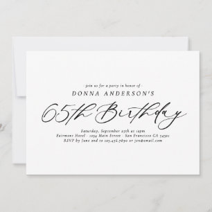 Födelsedagsfest för 65e av elegant Calligraphy Scr Inbjudningar