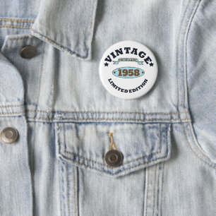 födelsedagsfest för 65e av personlig vintage knapp