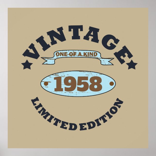 födelsedagsfest för 65e av personlig vintage poster (Framsidan)