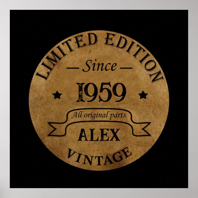 födelsedagsfest för 65e av personlig vintage poster (Framsidan)