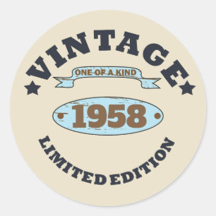 födelsedagsfest för 65e av personlig vintage runt klistermärke