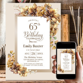 Födelsedagsfest för 65e av Rustik Blommigt Inbjudningar