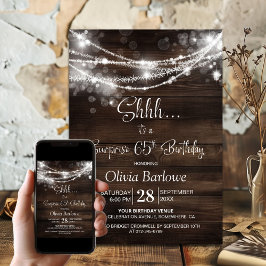 Födelsedagsfest för 65e av trästräng Ljus Inbjudningar