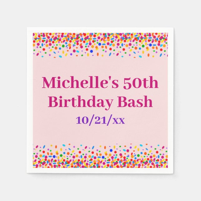 Födelsedagsfest för akut Rosa Färgämnet konfetti Pappersservett (Framsidan)