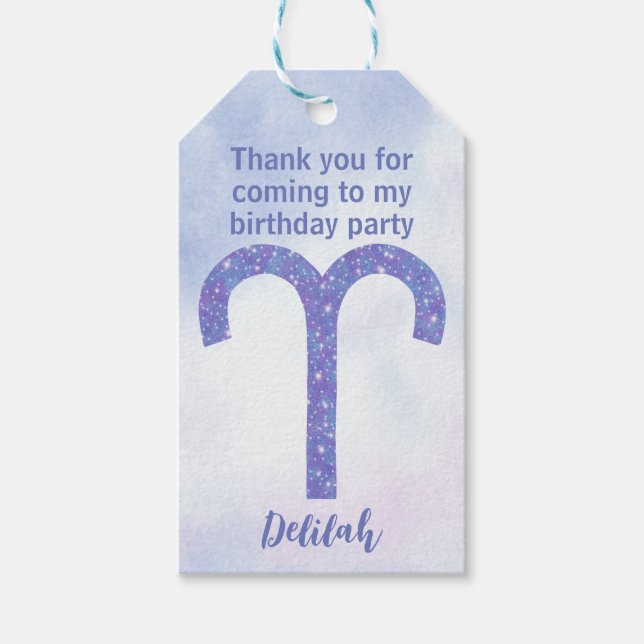 Födelsedagsfest för Anpassade av Cute Aries-signer Presentetikett (Framsidan)