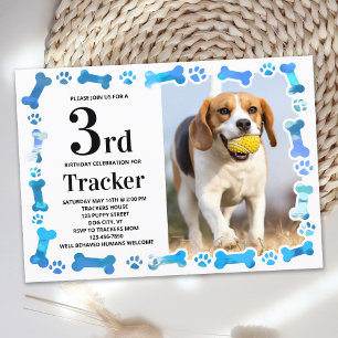 Födelsedagsfest för Anpassningsbar av blå Tass avt Inbjudningar