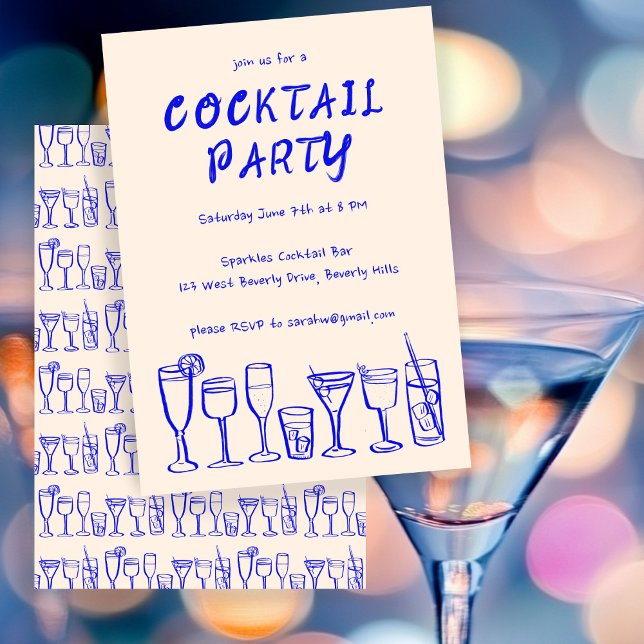 Födelsedagsfest för Anpassningsbar av dryck med vi Inbjudningar (Whimsical Cocktail Drinks Custom Birthday Party Invitation
)