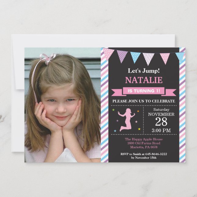 Födelsedagsfest för anropsrampolinen inbjudningar (Framsida)