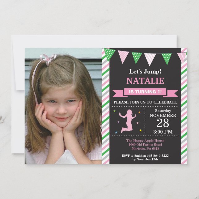 Födelsedagsfest för anropsrampolinen inbjudningar (Framsida)